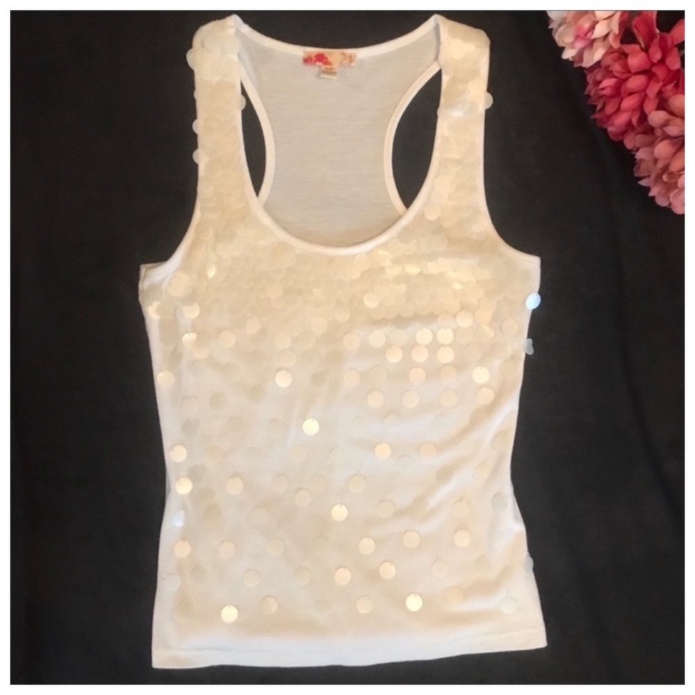 Forever 21 sequin embellished racer back tank top